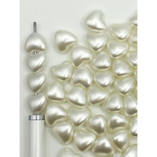 White Heart Shaped Acrylic Beads ,QZ