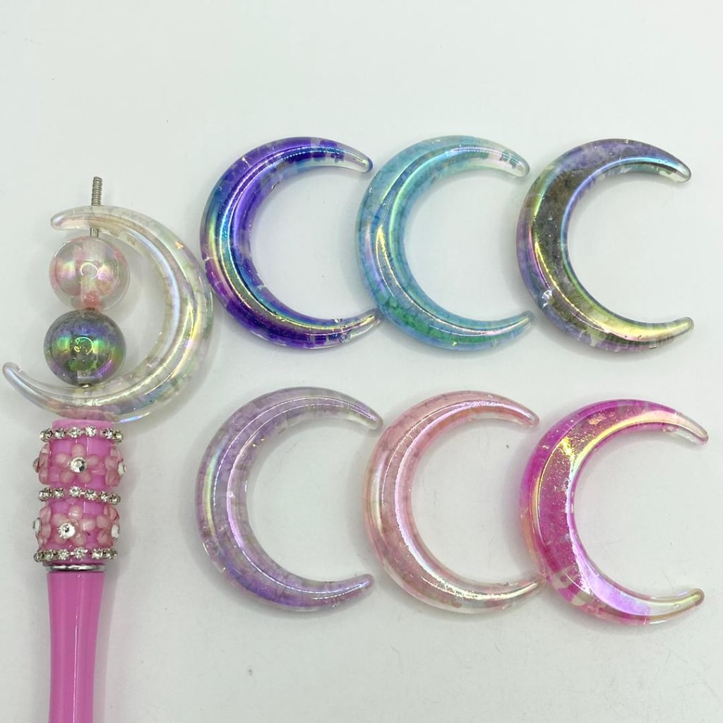 Clear Acrylic Moon Beads With Cloud Inside ,38mm by 47mm,Random Mix,YY