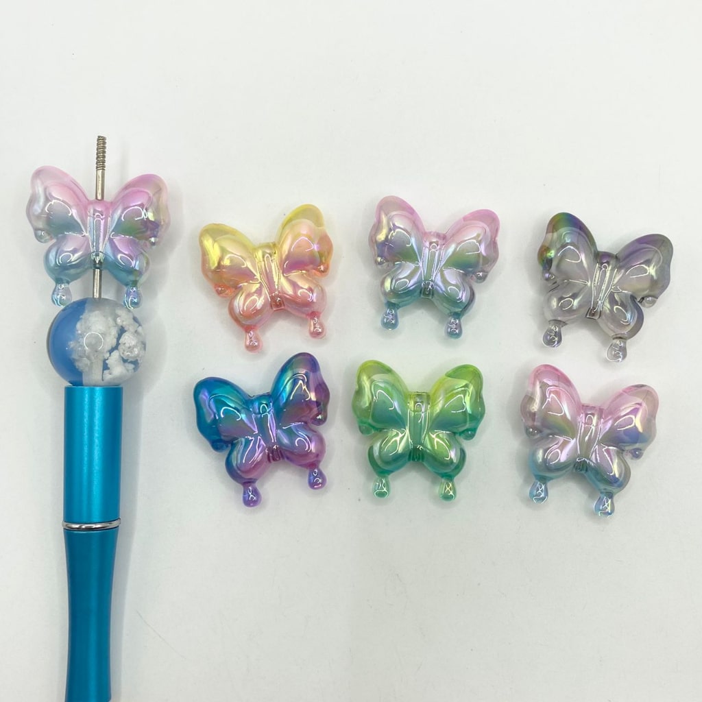 Transculent Glossy Ombre Butterfly Acrylic Beads ,30mm,Random Mix,CM