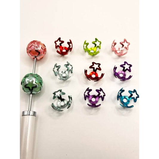 Colorful Metal Star Shape Bead Cage & Cap for 16mm Beads, Random Mix Color,ZY