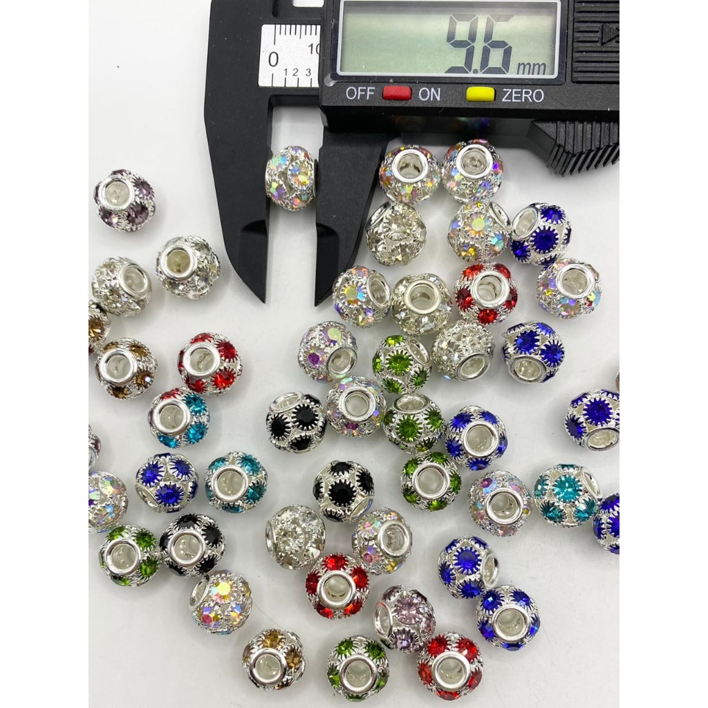 Metal Alloy Wheels With Multicolor Rhinestone ,10mm, Random Mix