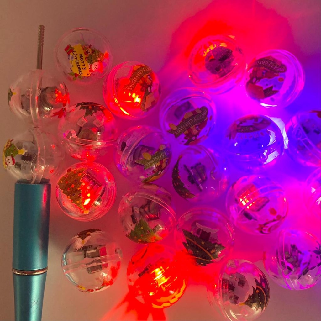 Clear Christmas Printed Beads With Light ,20mm,Random Mix