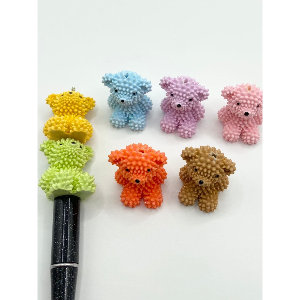 The Uneven Bear Shaped Acrylic Beads in Solid Colors, Random Mix,PTG