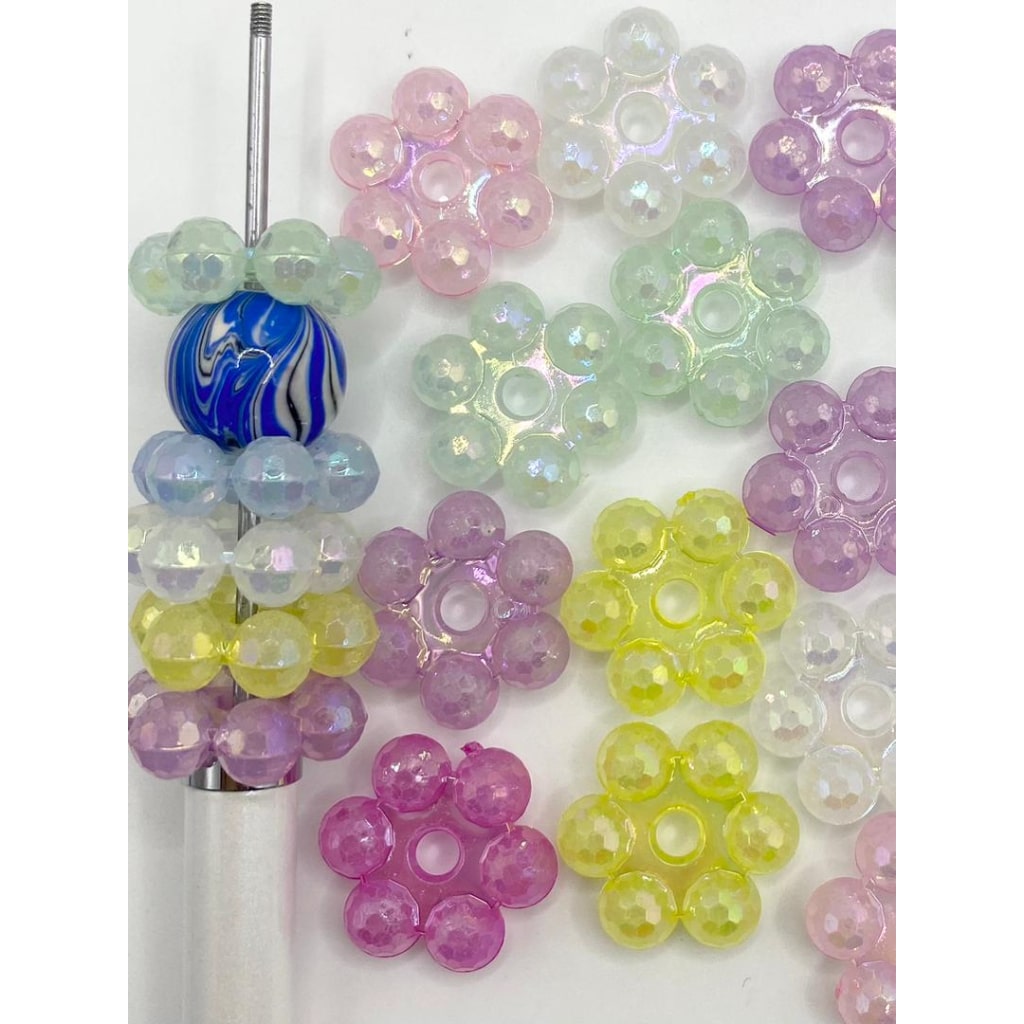 Flower Spacer Acrylic Beads ,20mm, Solid na Kulay at Transparent na Kulay, QZ