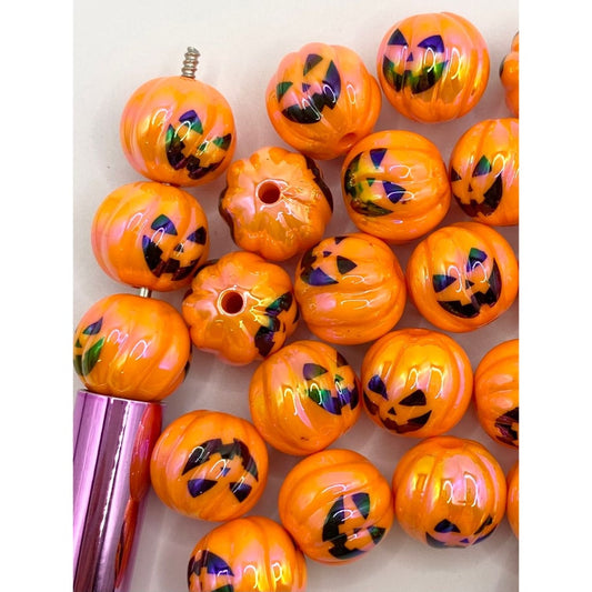 Halloween Pumking Shaped And Jack Printed Acrylic Beads ,16mm,WQ