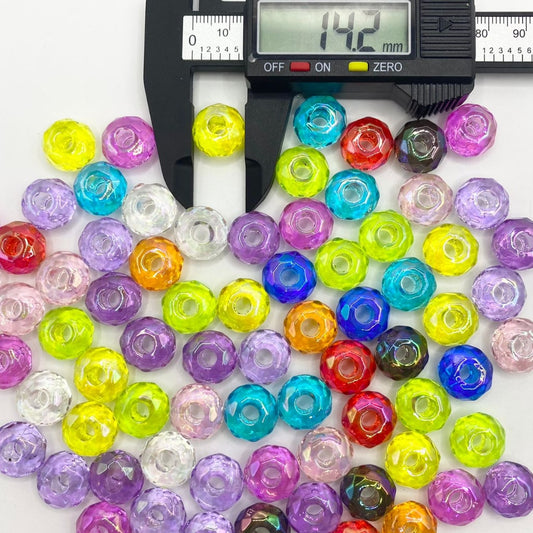 Neon Color Translucent Acrylic Wheels ,14mm,Random Mix ,LL