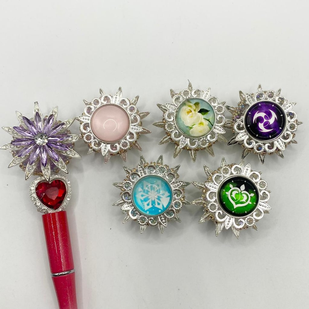 Silver Flower Alloy at Metal Beads na May Round Crystal, Random Mix