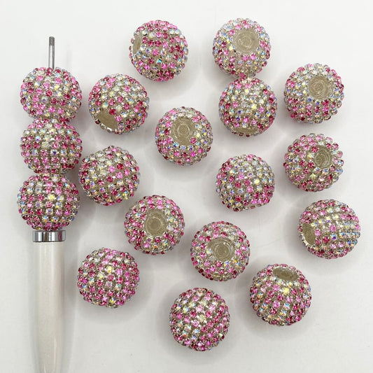 Pink & Clear Rhinestone in the Surface Acrylic Beads,20mm