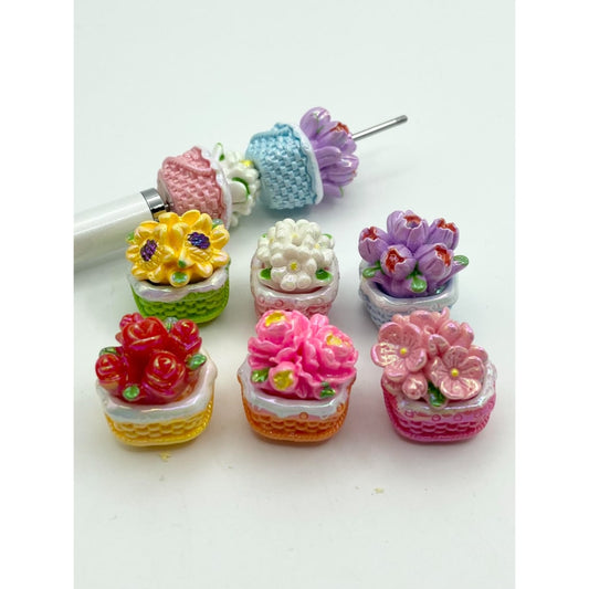 Flower Pot Acrylic Pen Toppers ,Random Mix,XBL