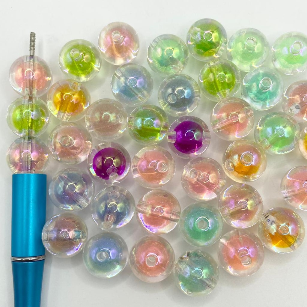 Clear Double Layer Jelly Beads ,16mm, Random Mix