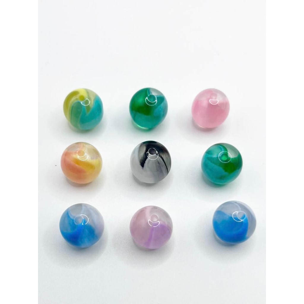 Marble Ombre Color Acrylic Beads(Maliliit na Butas, Hindi Kasya sa Mga Panulat),Random Mix ,12mm