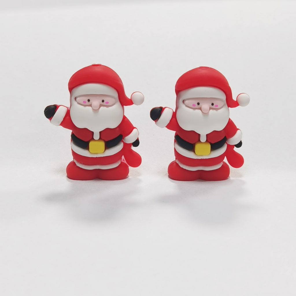 3D Christmas Santa Silicone Focal Beads