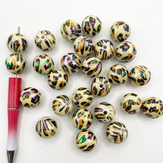 Glossy Brown Jaguar Acrylic Beads With UV Finish ,20mm, XBL