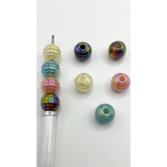 UV Plating Beeive Acrylic Beads With Gold Stripe ,Random Mix ,16mm,ZA