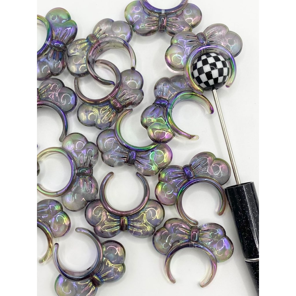 See Thru Ring Frame Acrylic Pen Toppers with Bowtie Bowknot , Random Mix,YY