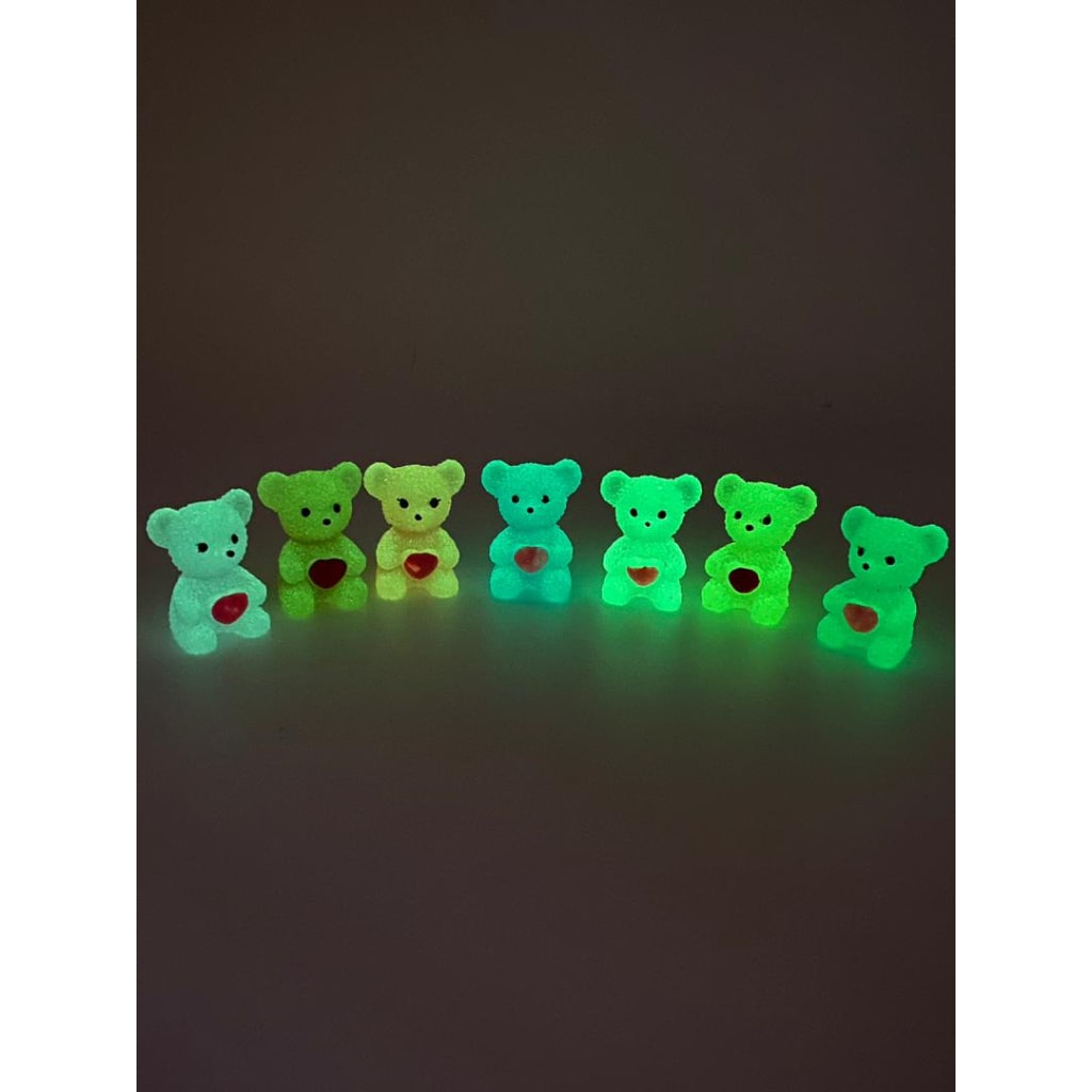 Luminious Teddy Bears Acrylic Beads With Hole ,Random Mix,PTG