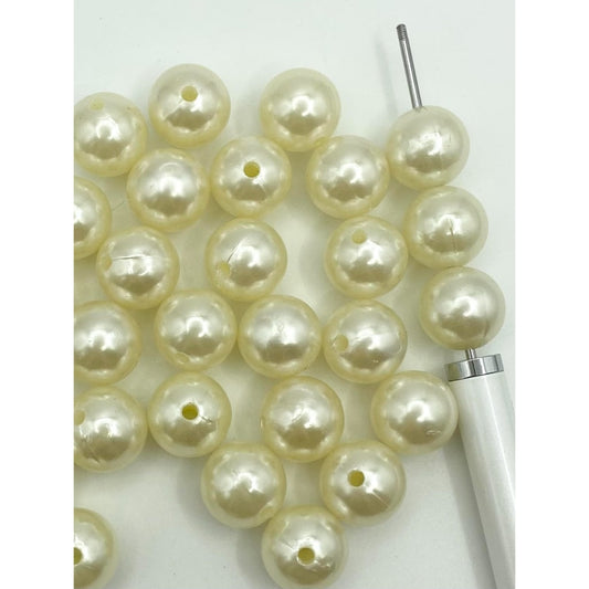 White Round Shaped Acrylic Beads ,16mm,QZ