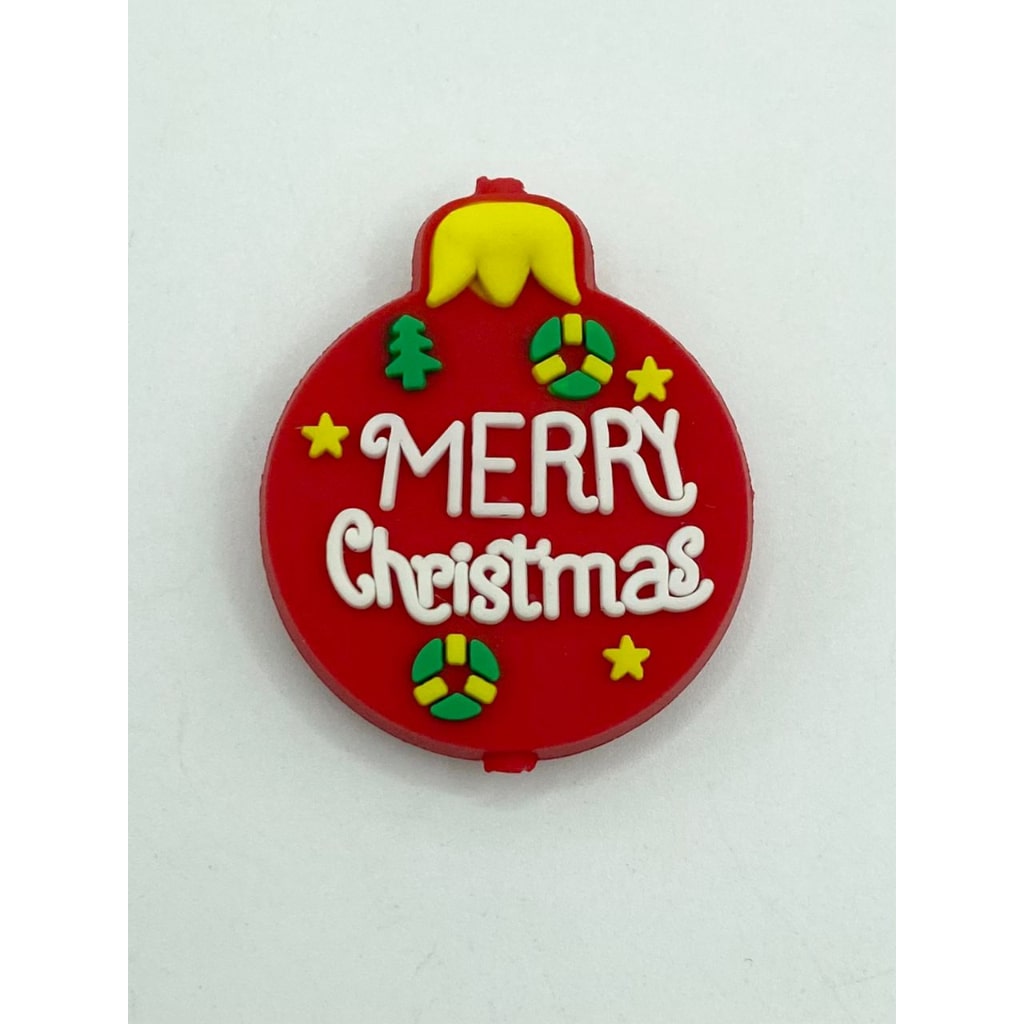 Merry Christmas Round Silicone Focal Beads