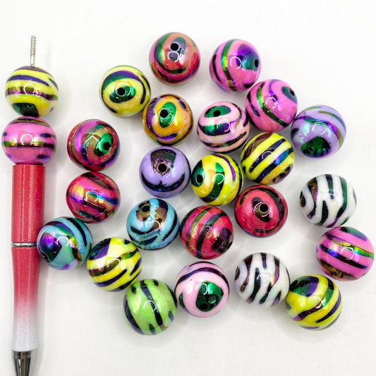 Colorful Glossy Swirl Jaguar Acrylic Beads With UV Finish ,20mm, XBL