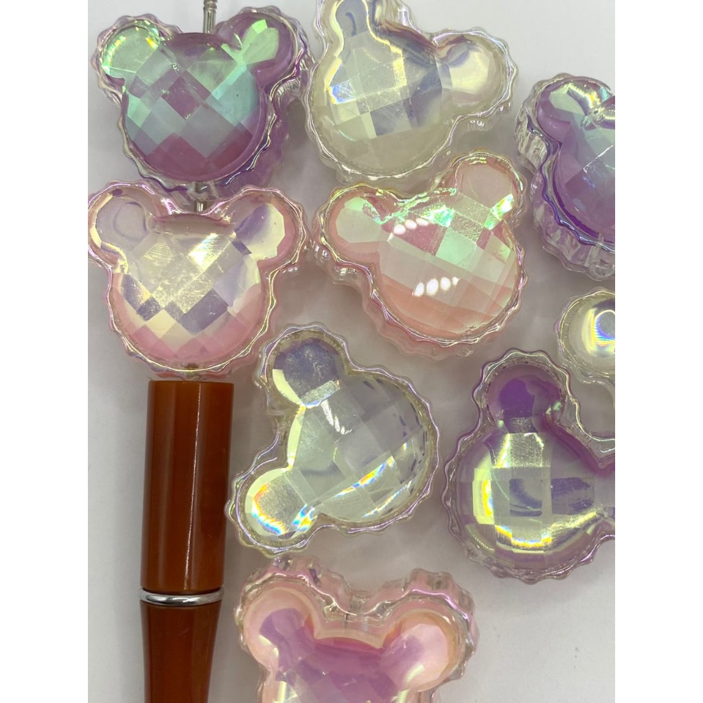 Micky Mouse Head With Big UV Crystal ,28mm by 33mm ,Random Mix