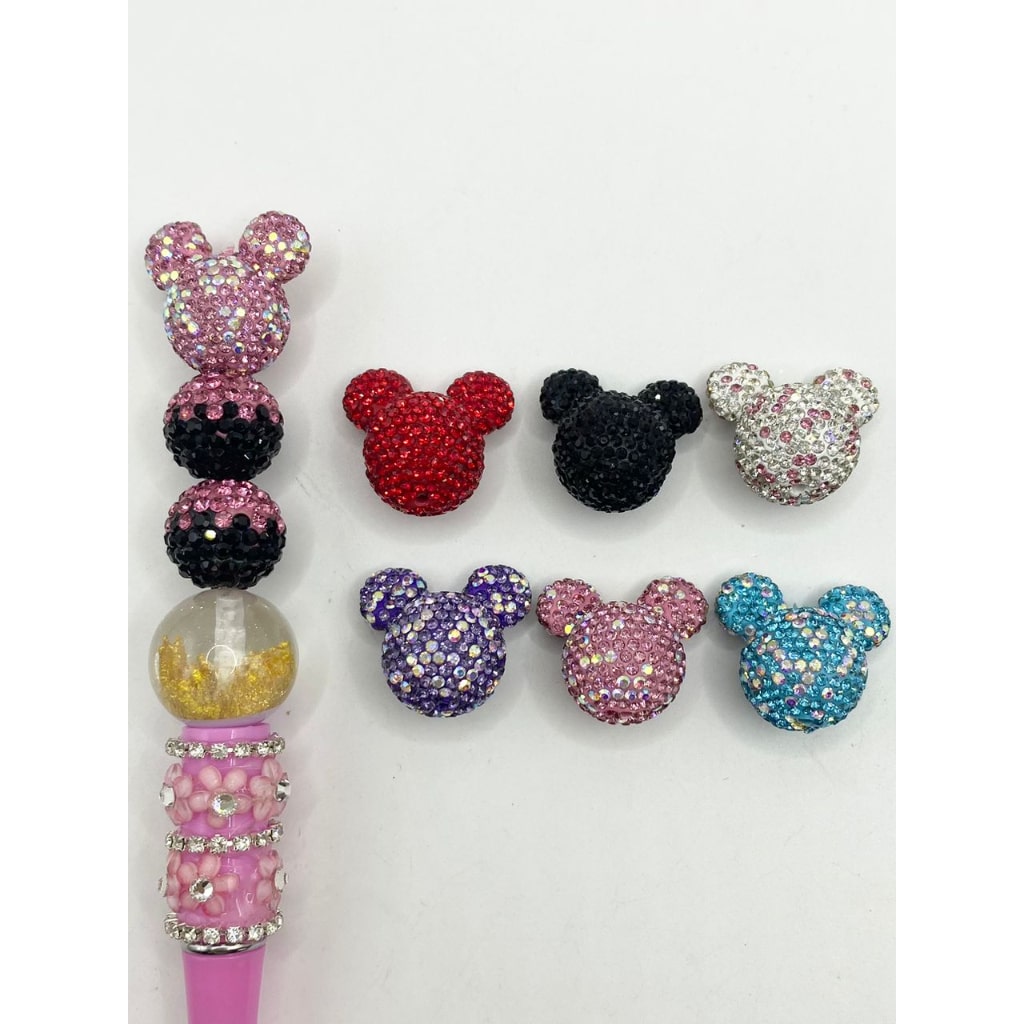 Micky Mouse Head Rhinestone Beads ( Can be Used Pen Toppers),23mm by 25mm,Random Mix ,ZY