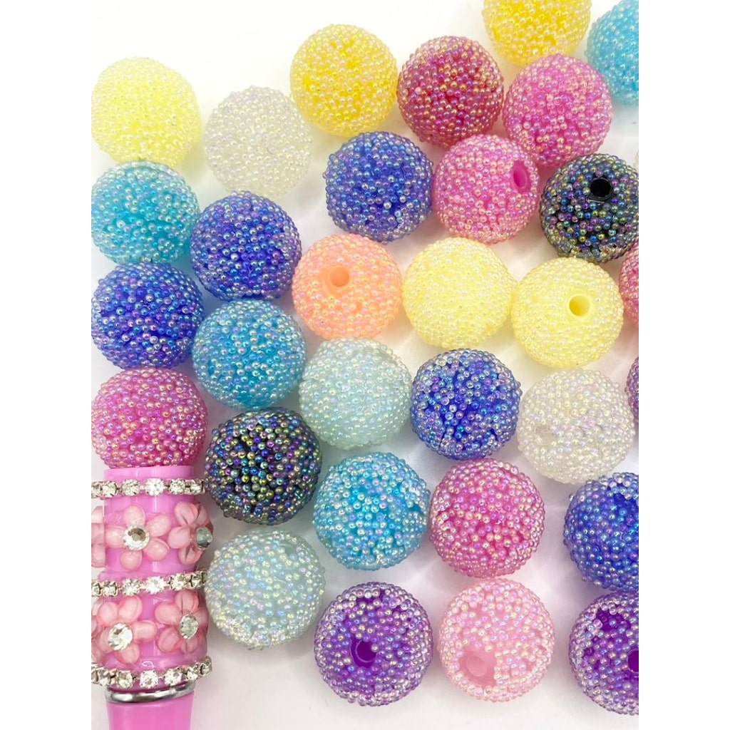 Acrylic Beads With UV Clear Pearls ,16mm,Random Mix,ZY