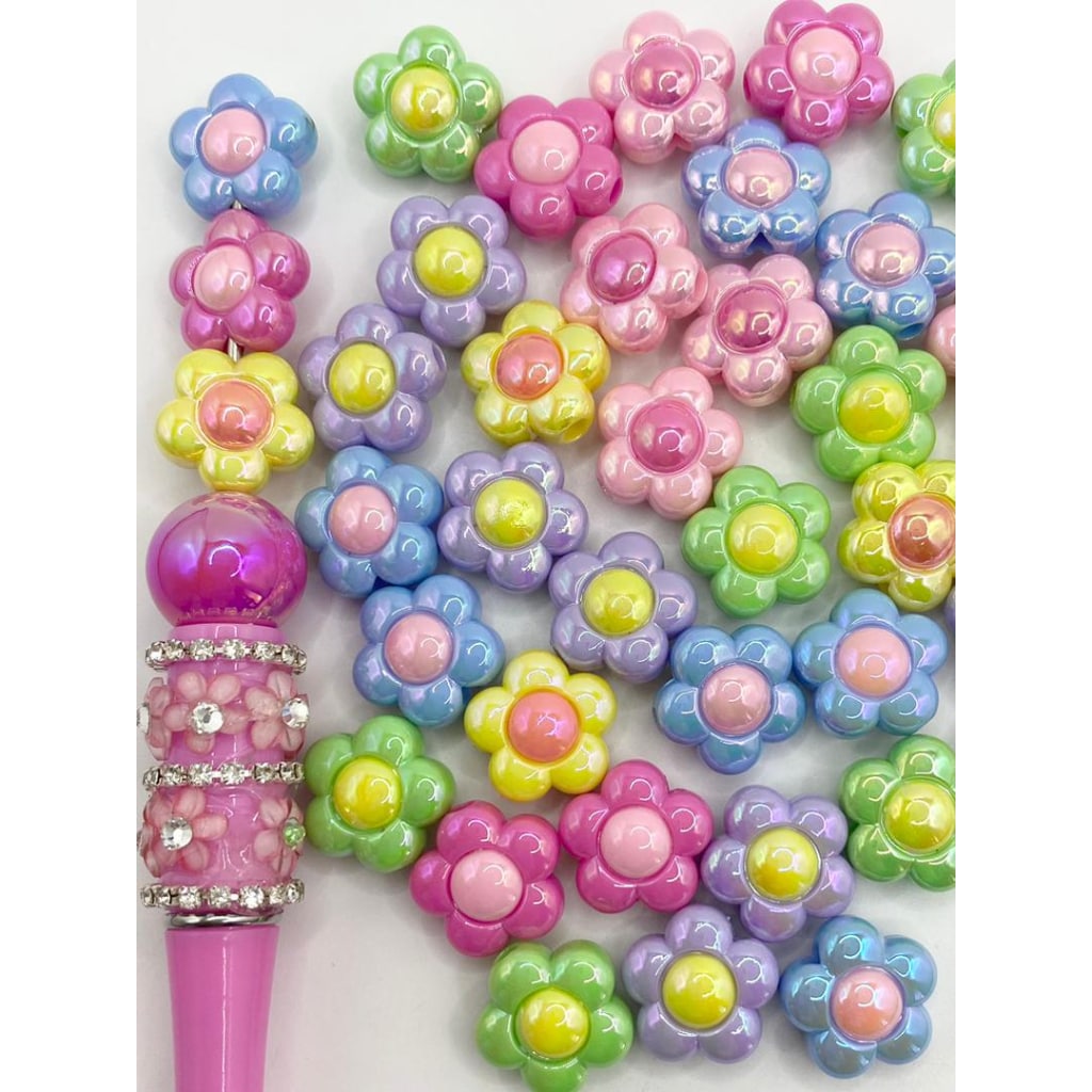 Flower Acrylic Beads in Candy Color ,16mm,Random Mix ,16mm