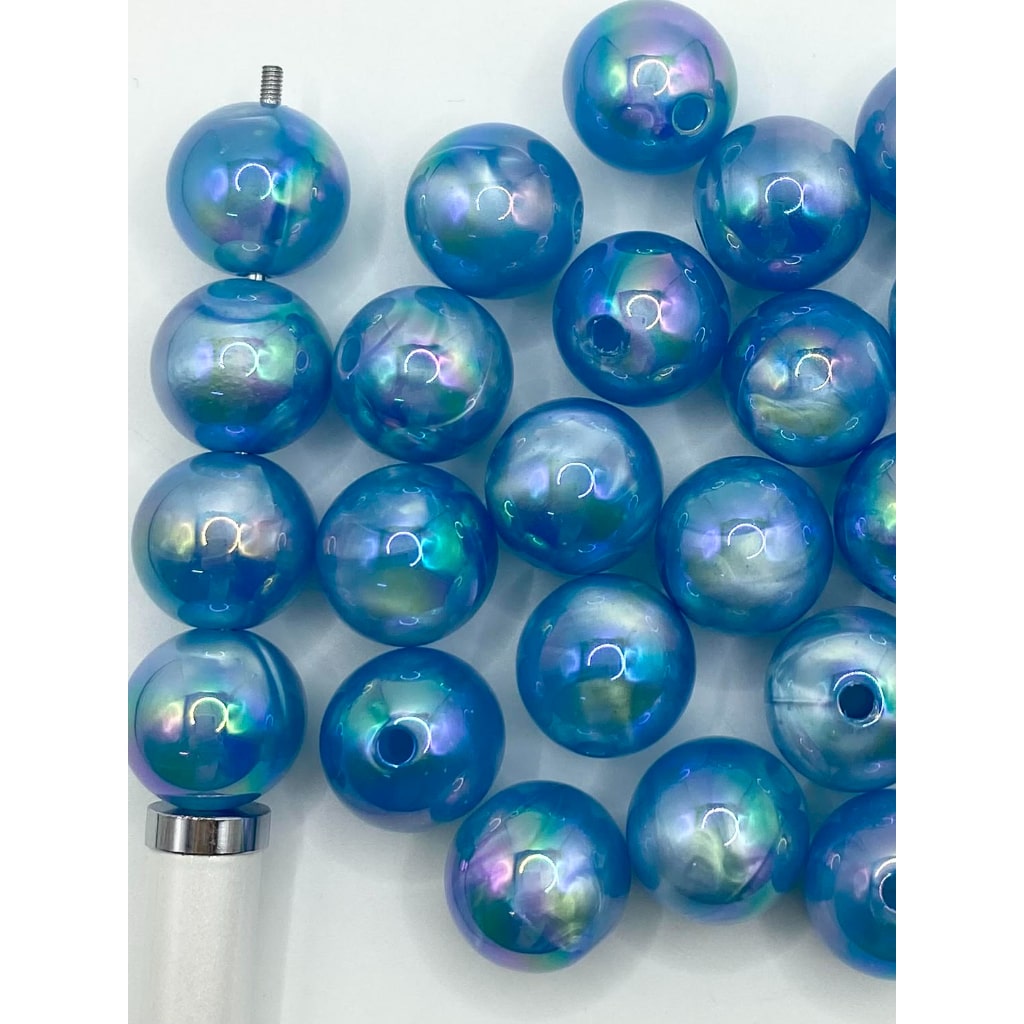 Glossy Acrylic Beads Within Marble Pattern,Blue & Pink Color ,16mm,MN