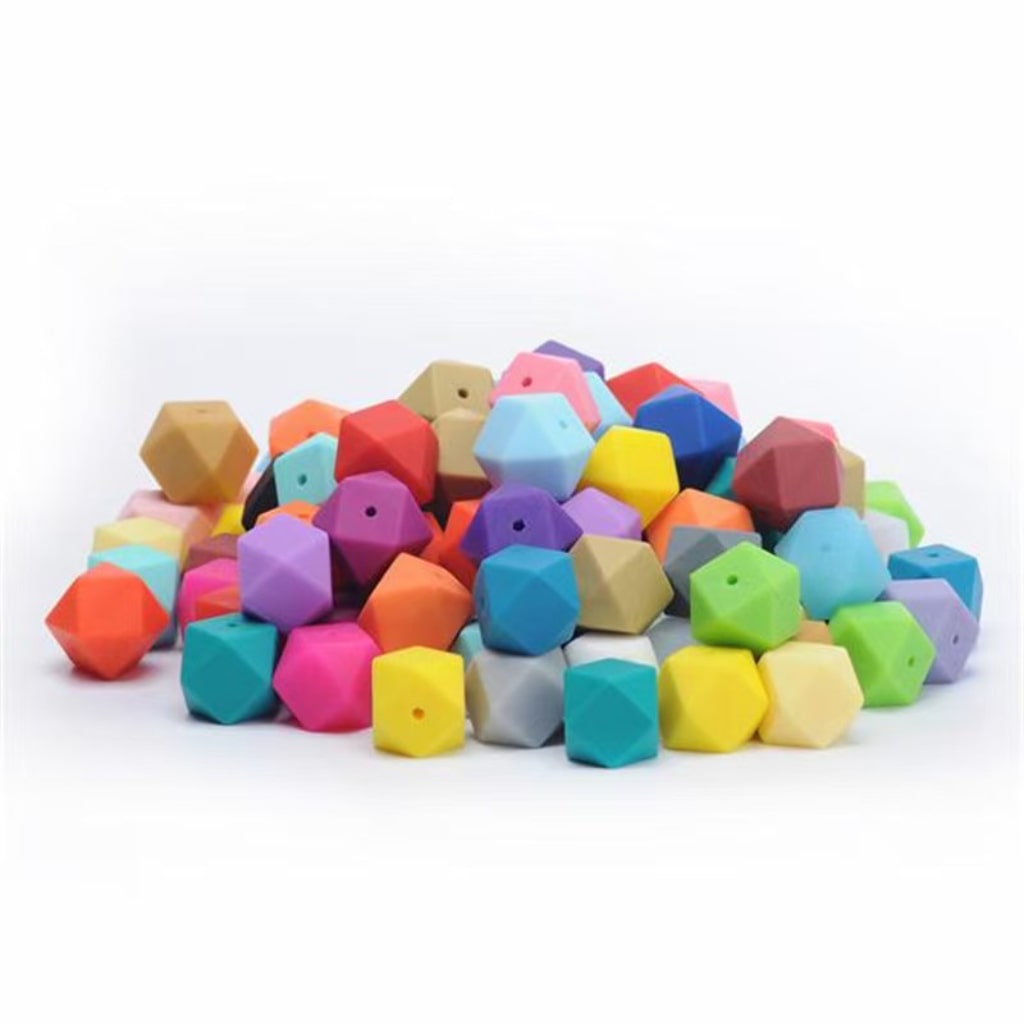 Hexagon Silicone Solid Beads ,14mm,Random Mix