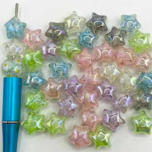 Luminious Star Shaped Acrylic Beads With the Clouds Inside,16mm,Random Mix