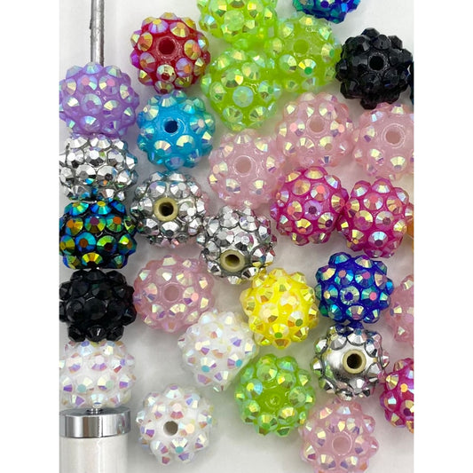 Rhinestone Acrylic Beads ,Random Mix ,12mm