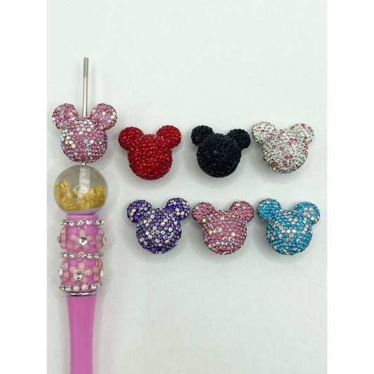 Micky Mouse Head Rhinestone Beads ( Can be Used Pen Toppers),23mm by 25mm,Random Mix ,ZY