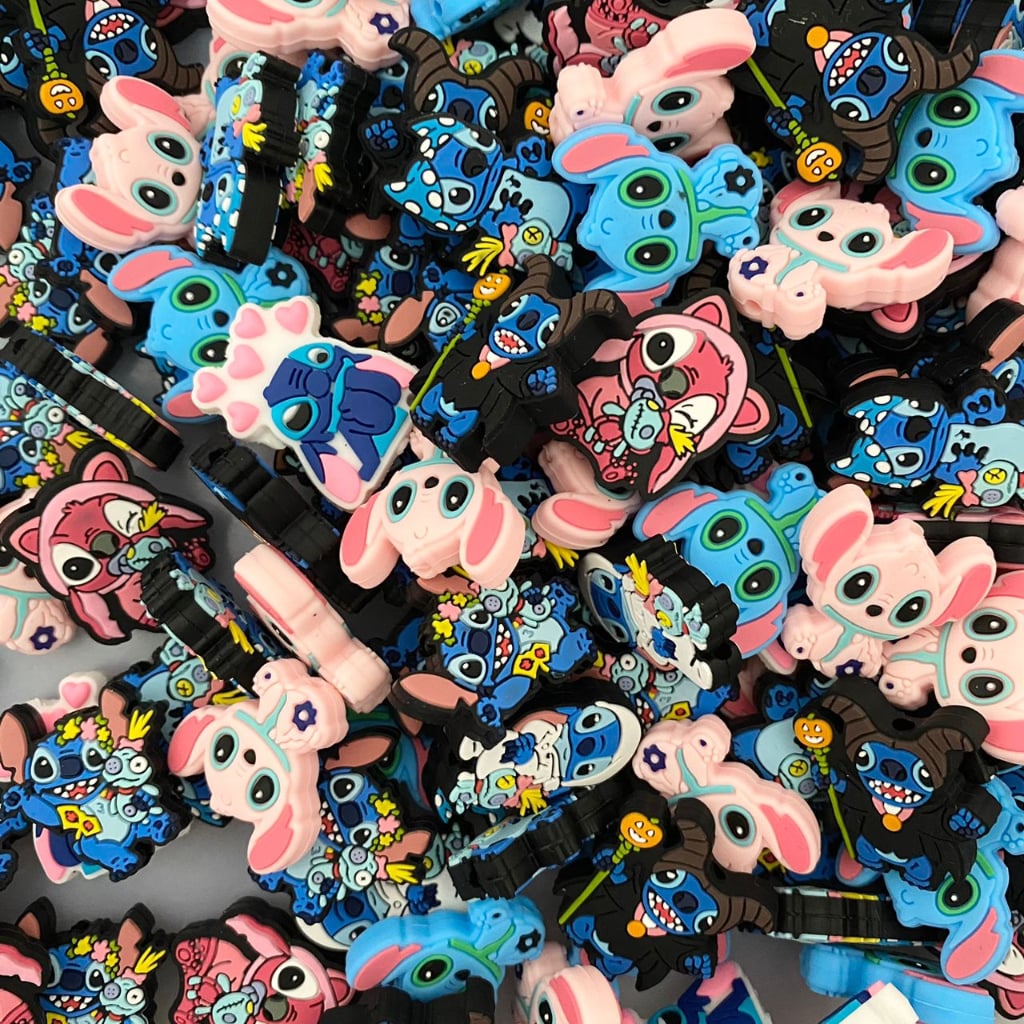 Cartoon Stitch Theme Silicone Focal Beads ,Random Mix