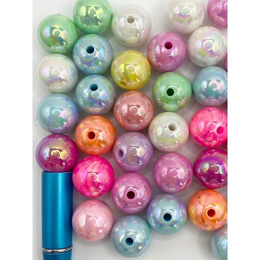 Glossy Acrylic Beads With UV Finish in All Colors ,16mm,Random Mix ,XX