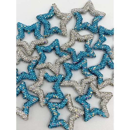 Ombre Color Star Shaped Frame Clay Rhinestone Beads (Can't Fit the Pens) ,35mm,ZY