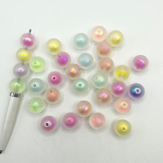 Frosted Double Layer Acrylic Beads With UV Finish ,16mm,Random Mix,HS