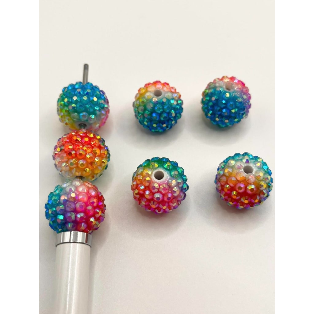 Rainbow Ombre Rhinestone Acrylic Beads ,20mm,ZY