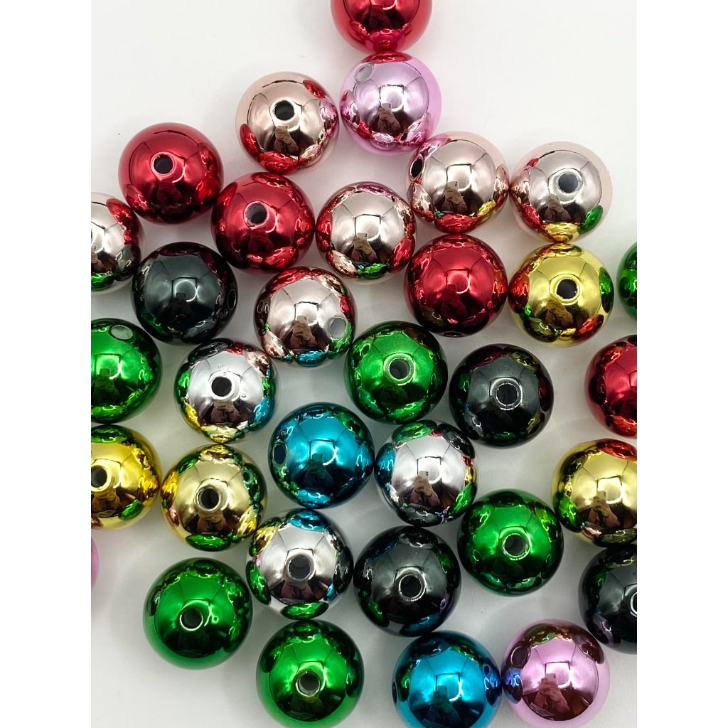 Metallic Metal na May Plating Pating Acrylic Beads ,Random Mix ,16mm,QZ