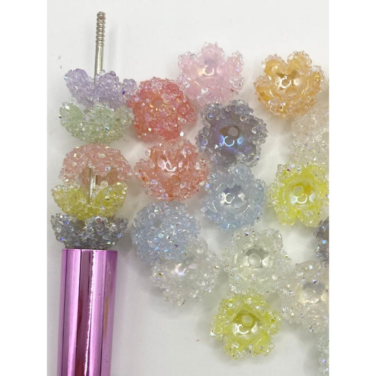 Sugar Flower Shaped Acrylic Bead Cages ,16mm&22mm,Random Mix ,TT