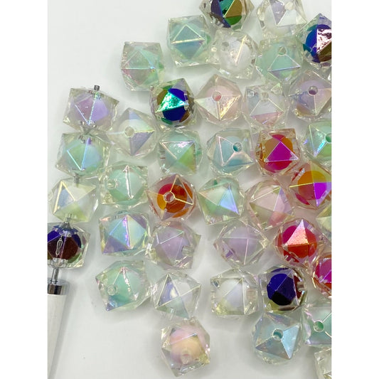 Double Layer Hexagon SHaped Acrylic Beads With UV ,16mm,TT