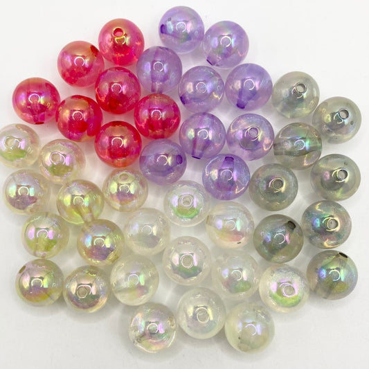 Transculent Glitter Plain Acrylic Beads ,16mm,Random Mix ,MN