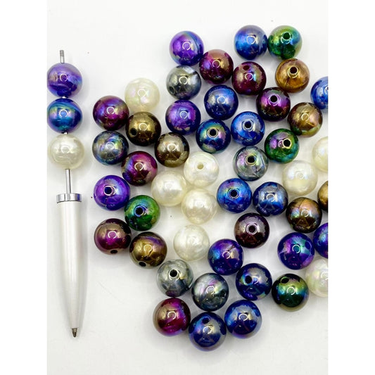 Glossy Galaxy Theme Plain Acrylic Beads ,16mm,Random Mix,YY