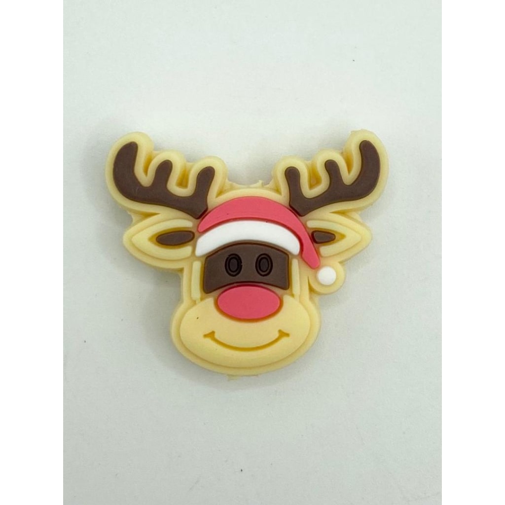 Reindeer with Santa Hat Silicone Focal Beads