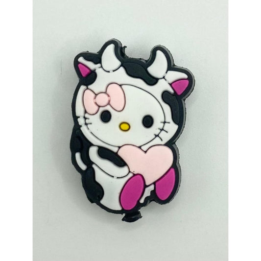 Cow Printed Hello Kitty & HK With Heart Silicone Focal Beads