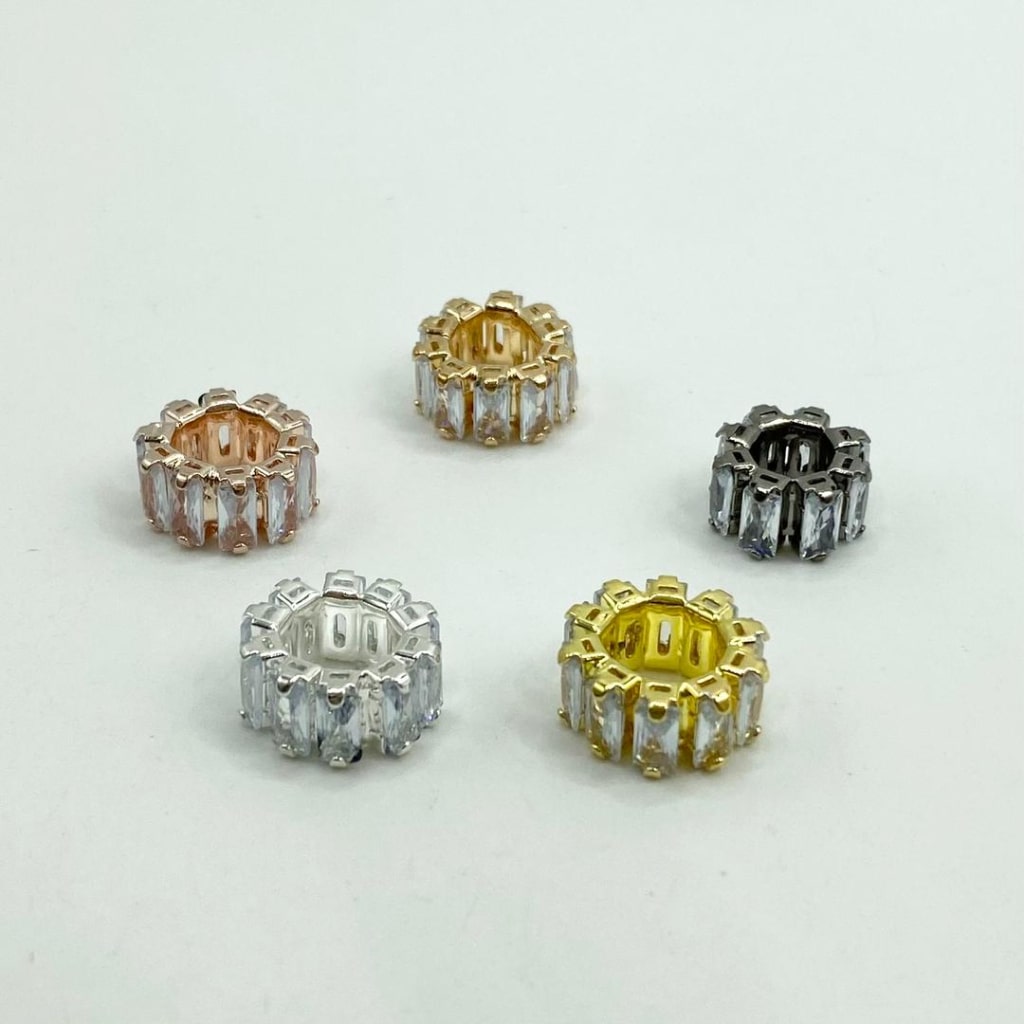 Silver & Gold Alloy Spacers with Cube & Square Crystal ,13mm by 14mm,Random Mix