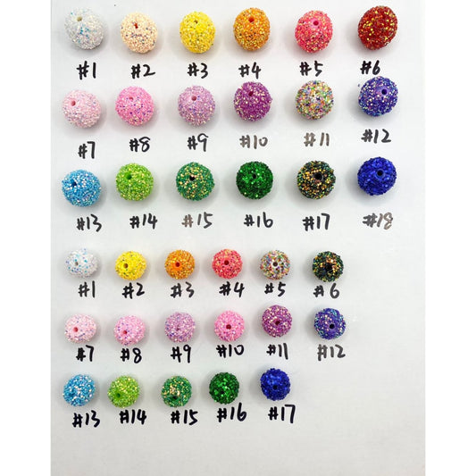 Hard Sugar Confetti Acrylic Beads with Glitter-like Hard Flakes Coated,20mm ,Random Mix