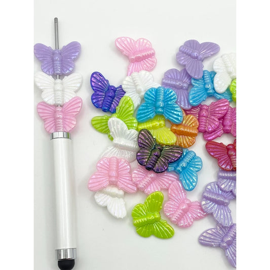 Cute Butterfly Shaped Acrylic Beads With UV,Random Mix,LL