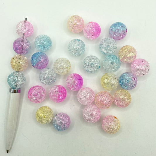 Ombre Clear Crackle Acrylic Beads ,16mm,Random Mix,HS