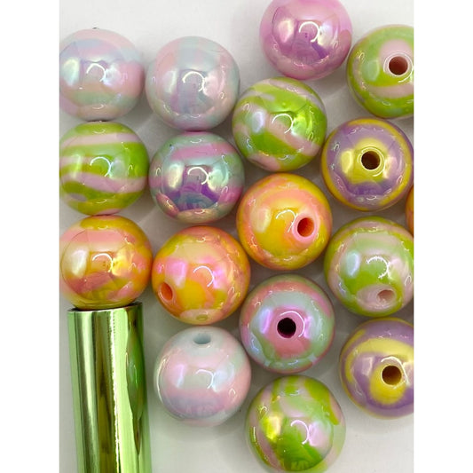 Glossy Swirl Acrylic Beads with Candy Color,16mm,Random Mix