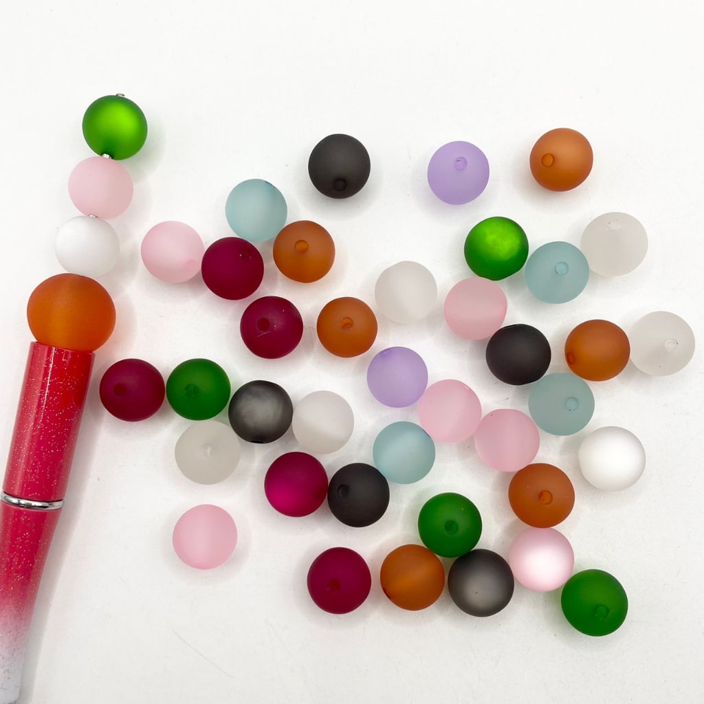 Frosted Acrylic Beads With Cat Eye ,12mm & 16mm ,Random Mix ,ALX